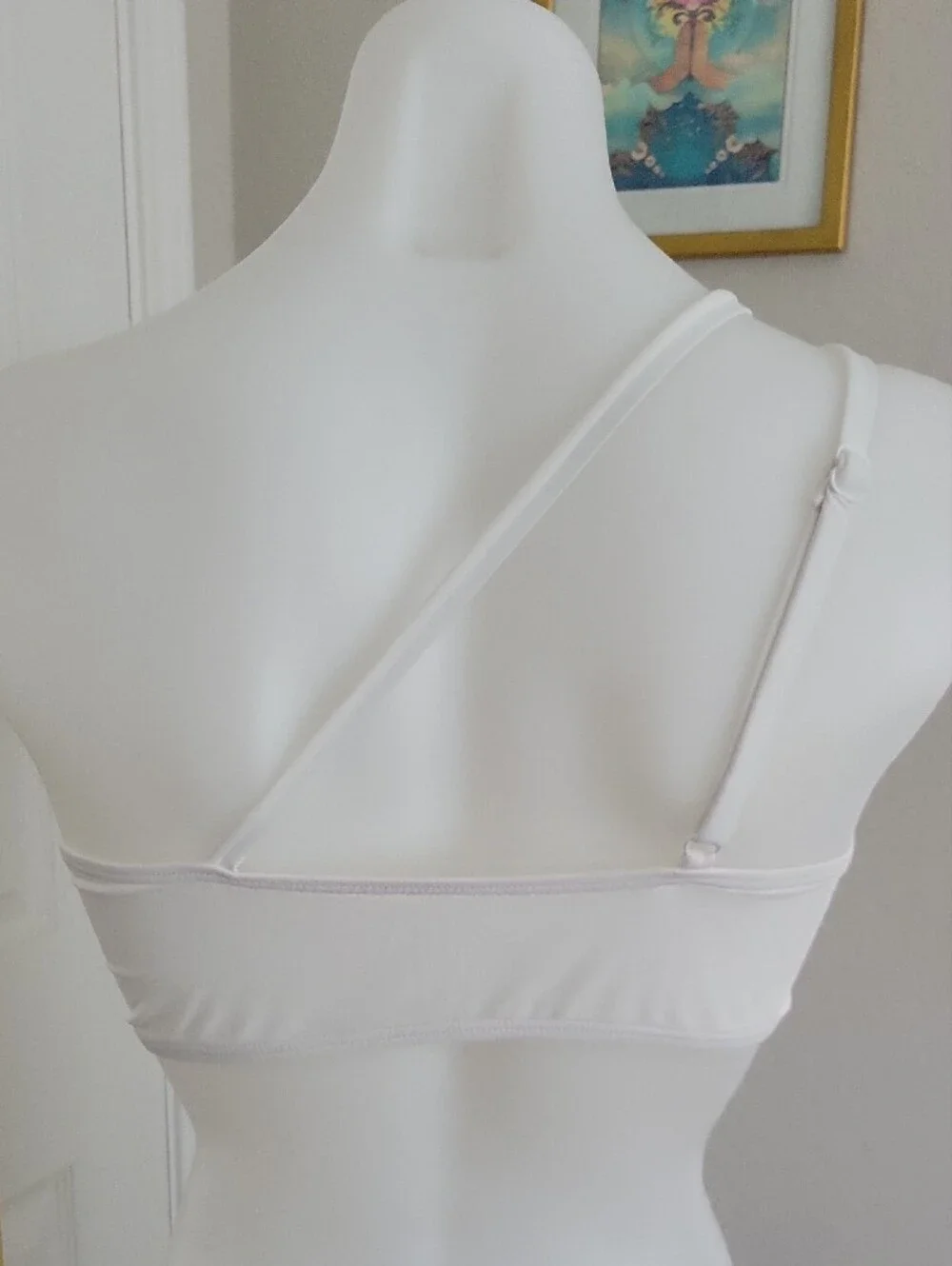 MK Michael Kors Bikini Top M White & Black One Shoulder Adjustable Strap Sporty
